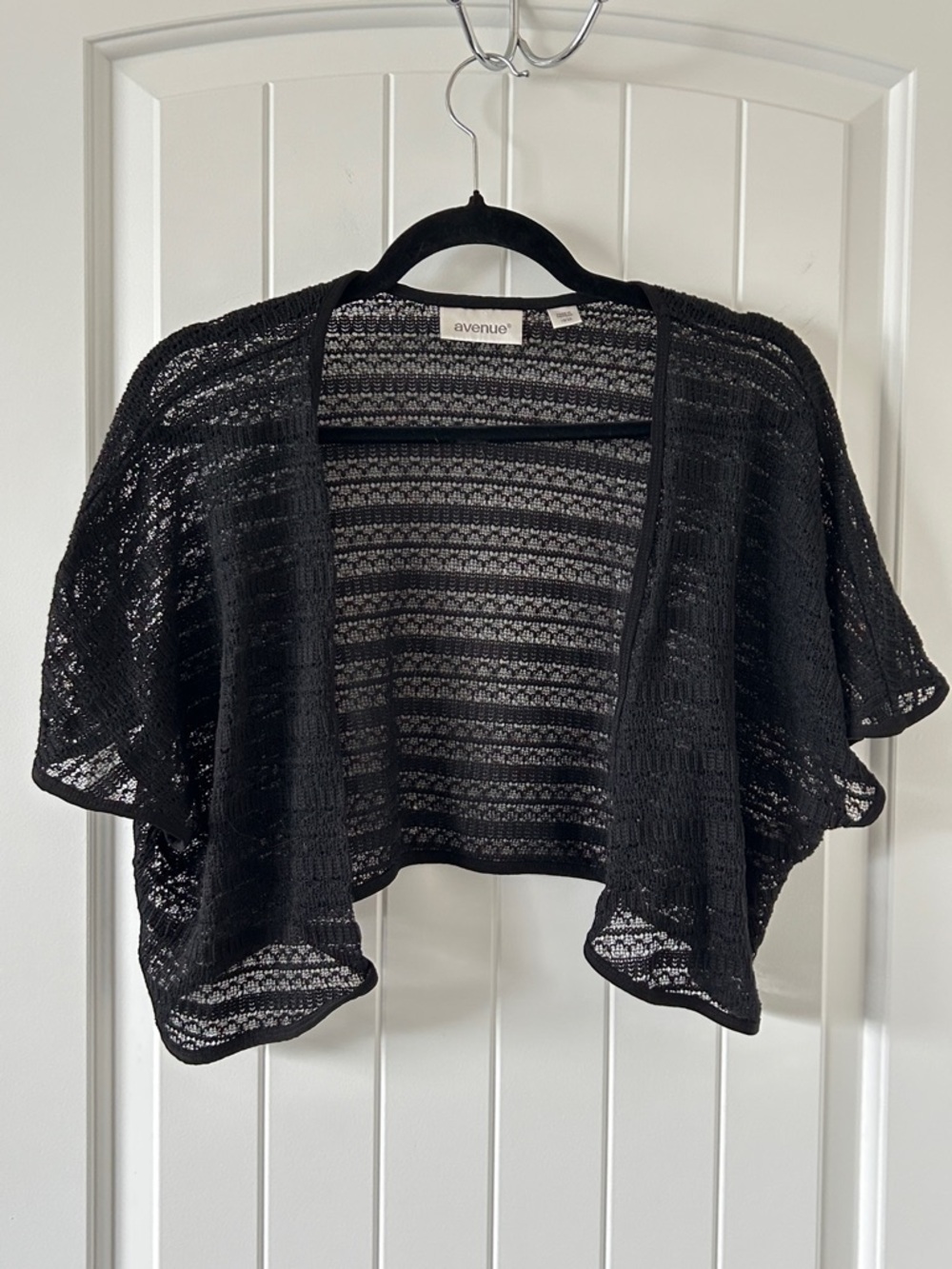 Avenue Black Openfront Crochet Cardigan Shrug